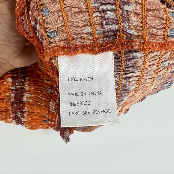 Rachel Zoe Boho Printed Batwing Gypsy Feminine Cottage Peasant Fall Crop Top - Picture 9 of 11